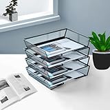 SETTFRFE 4 Tier Desk Organizer,Mesh File Trays for Desk Stackable,Letter Organizer for Home,Office,School,Black.