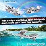 DEERC 3CH Amphibious RC Plane for Water, Land & Air, Remote Control Airplane Flying Boat Toys,2.4GHz 6-axis Gyro Stabilizer RTF Glider Aircraft Jet for Kids Adults Beginners Boys