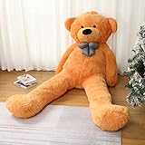 Jerify 78.8" Tall (6.56 Feet) Giant Plush Bear Light Bear Soft Stuffed Animal Bear with Ribbon Bow Cuddly Plush Bear for Birthday Valentines Christmas Holiday Party Favor(Brown)