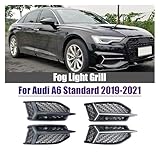 A6 C8 Honeycomb Front Sport Fog Lamp Cover Fog Light Grill，Compatible For Audi A6 Standard Bumper 2019-2021 Car Styling Accessories(1pcs aluminum foil)