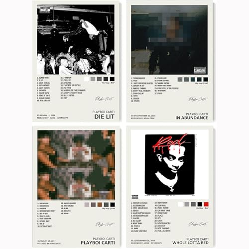 Playboi Poster Carti Music Album Cover Signed Limited Canvas Posters (Set of 4) Unframed 8inx12in(20x30cm)