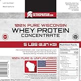 SethSpartan.com 100% Pure Whey Protein - 5 LB (2.27 KG) - 30g Protein Per Scoop! - Unflavored Whey Protein - (USA Whey Protein NOT China Imported)