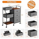 Modanais Baby Diaper Caddy Organizer and Storage Cart - 3 Tier Rolling Cart with Dividers and Drawers, Easy To Assemble, Mobile Utility Cart with Wheels for Nursery, Bedroom, Changing Table & Crib