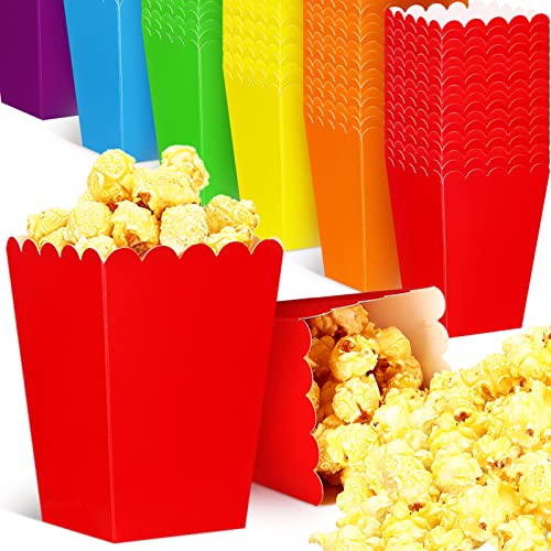 Sherr 60 Pcs Popcorn Boxes Assorted Color Mini Paper Popcorn Buckets Holders for Party Supplies Movie Theater, Carnival and Birthday Decorations