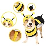 Spooktacular Creations Pet Dog Bee Costume with 3D Bee Hat, Silver Wings for Halloween Dress-up Party, Role Play, Carnival Cosplay, Holiday Decorations Clothes (Large)