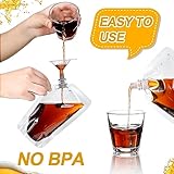 Meanplan 100 Pcs Plastic Pouches Bulk Reusable Squeeze Pouches Clear Juice Drink Bags Leak Proof with Funnel for Adults Travel Beverage Women Men(16 oz,Inclined Mouth)