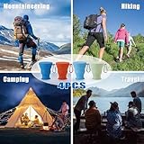 GUANCI Silicone Collapsible Travel Cup Set 4 Pack Silicone Folding Camping Cup with Lids Foldable Drinking Cup Sets Portable Dishwasher Safe for Outdoor Hiking Travel Sport