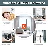 Smart Curtain Tracks WiFi Control by Phone, Support Voice Control with Alexa, Google Home, Tuya App Remote Automated Curtain Smart Curtains Opener Motorized Curtains Rods with Remote Control (125'')