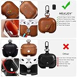 Maxjoy for Airpods 3 Case Leather, Airpods 3rd Case Cover 2021 AirPod Gen 3 Protective Cover with Keychain Compatible with Apple Airpods Generation 3rd 2021 (Front LED Visible), Brown