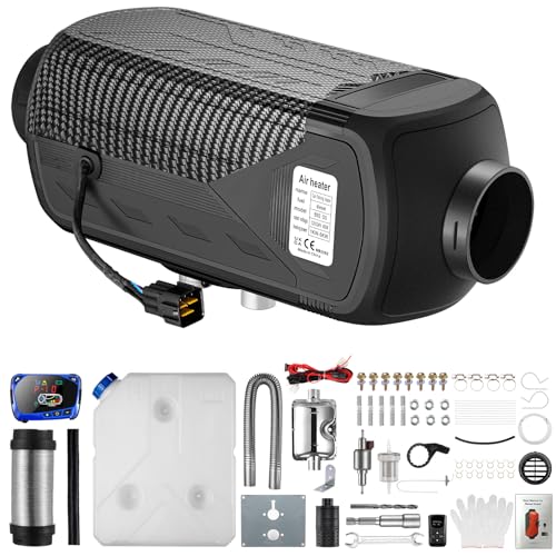 ChuBu Diesel Heater 2/5/8KW 12V-24V Low Fuel Consumption Portable Diesel Air Heater Low Noise, Fast Heating Defrost Defog for Campers, Truck, Trailer, RV, Boat, Garage - Black 8KW