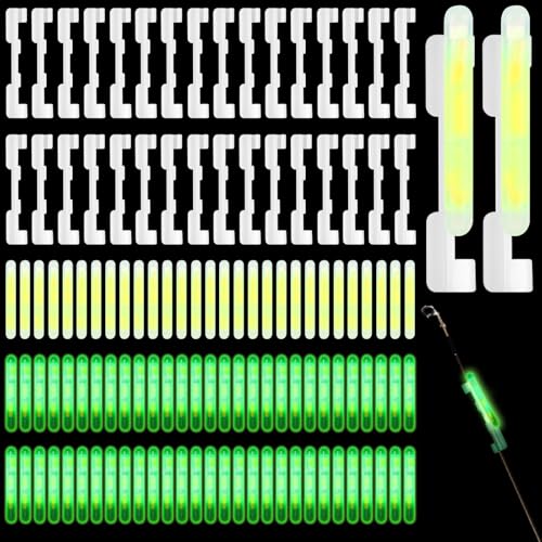 Soulchen 350 Pcs Clip on Fishing Glow Sticks Bulk for Rod Tips 1.5 Inch Mini Glow in The Dark Stick for Fishing Poles Green Small Fishing Glow Rods for Night Fishing