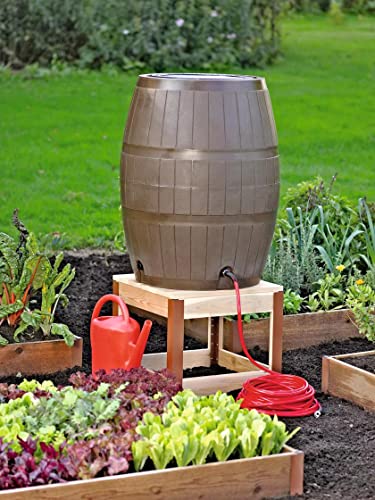 Gardener's Supply Company Wooden Rain Barrel Stand | Sturdy Cedar Wood Rainwater Collection Barrel Stand with Rust-Proof Aluminum Corners | Holds up to 750 Pounds - 22" Square x 18" H