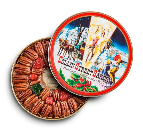 Collin Street Bakery DeLuxe® Fruitcake in Collectible Gift Tin - 101 Regular Size 7” Cake with Pecans, Cherries, Pineapple, Papaya, Raisins, & Honey