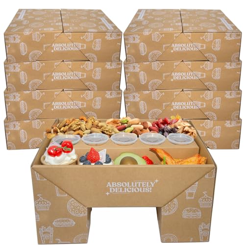 10 Sets Brown Pastry Box Grease Proof, Stable Filled Party Tray with Lid Heavily, Disposable Picnic Box for Food, Bakery TakeOut Containers for Friendsgiving Party 5-8 people 13"x10"x4"