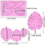 MYPRACS Tropical Leaf Silicone Mold Monstera Leaves Fondant Molds Fern Leaf Candy Mold For Cake Decoration Cupcake Topper Chocolate Gum Paste Polymer Clay Set Of 3