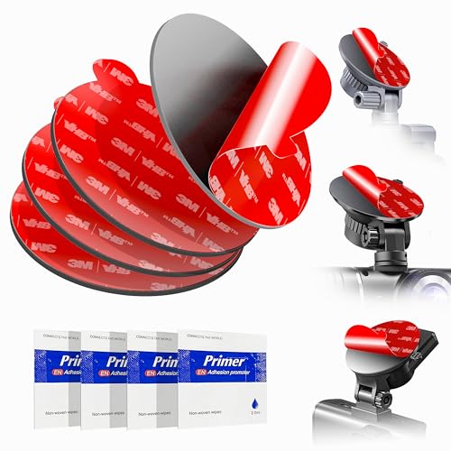 Double-Sided Adhesive Pads for Dash Cam Mount – Made with 3M VHB, 4-Pack 2.2" Round Heat-Resistant Sticky Tape for Windshield, Dashboard, GPS, and Camera Holders – Includes 4 Adhesion Promoter