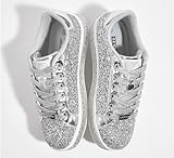 LUCKY STEP Women's Platform Glitter Sneakers | Sparkly Bling Shiny Dressy Bedazzled Wedding Bridal Fashion Walking Shoes (Silver,9 B(M) US)