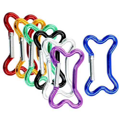 Hitefu 7 Pack Bone Shape Keychain Clip, Aluminum Alloy Key Holder, Multicolor Snap Key Ring, Outdoor Travel Carabiner for Dog Leash, Bottle Holder