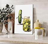 Modern Aesthetic Funny Pickle Canvas Wall Art Whimsical Fun Cucumber Watercolor Painting Picture Eclectic Wall Decor Poster Print Artwork for Kitchen Office Bedroom Home Decoration