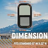 HECASA RV Window 12" W x 22" H for Trailer Cargo Camper Vertical Sliding Replacement with Trim Kit 2pcs