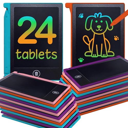 Party Favor Mini LCD Writing Tablet for Kids, 24 Pack – 4.5 Inch Mini Drawing Board. Fun and Educational for Kids That Sketch and Doodle. Perfect Goodie Bag and Gift Bag Filler, School Prize Or Gift