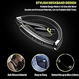 BEARTWO Bluetooth Headphones, Upgraded Foldable Wireless Neckband Headset with Retractable Earbuds, Noise Cancelling Stereo Earphones with Mic for Workout, Running, Driving (with Carry Case)