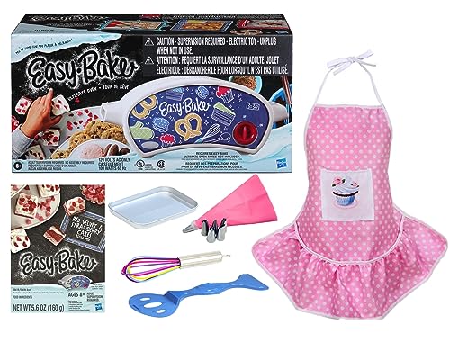 Easy Bake Oven / Pan/ Pan Tool/ Red Velvet Cupcakes Refill / Pink Kid-Sized Apron / Rainbow Whisk / Pink Frosting Piping Bag (7 Items) -Easy Bake Oven and Accessories Gift Set