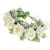 Vividsun Women Flower Crown Floral Headpiece Festival Wedding Hair Wreath Floral Crown (White)