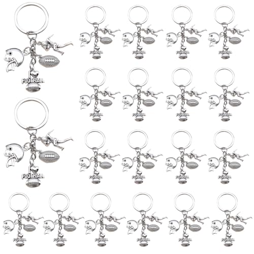 iMagitek 20 Pcs Football Keychains Football Helmet Charm Football Player Charm Keyrings for Football Lover Gifts
