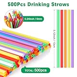 [500 Pcs] 5 Inch Plastic Drinking Straws - 0.24'' Diameter Disposable Straws for Coffee and Cocktail, Colorful Short Straws for Bar, Club, Kitchen