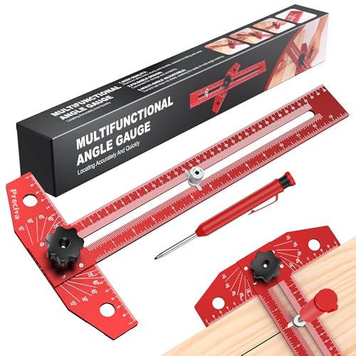 Preciva 13” Carpenter Square Ruler (1/16" Scale) - Foldable Aluminum Alloy T Square Ruler with Imperial and Metric Scales, Multi-Purpose Woodworking Square for Measure Angles, Position, Draw Lines
