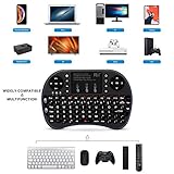 Rii i8 Mini Bluetooth Keyboard with Touchpad＆QWERTY Keyboard, Portable Wireless Keyboard with Remote Control for Smartphones /laptop/PC/Tablets/ Windows/Mac/ TV/Xbox/PS3/Raspberry Pi .Black