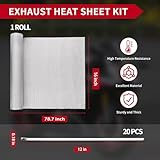 Exhaust Heat Shield Automotive 16" x 78.7", Embossed Aluminum Heat Shield Kit with 20PCS Cable Metal Ties for Muffler Exhaust Wrap, Heat Barrier,Car Exhaust Sheet