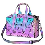 LOVEVOOK Geometric Luminous Crossbody Bags for Women Holographic Reflective Handbags Shoulder bags