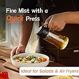 TrendPlain 16oz/470ml Olive Oil Sprayer for Cooking - 2 in 1 Olive Oil Dispenser for Kitchen Gadgets, Air Fryer, Salad, and BBQ - Black