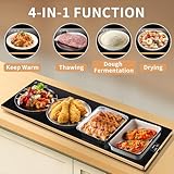 Electric Warming Tray（Extra Long 40”x12”），Food Warmer with Thermostat and Full Surface Heating，Food Warming Mat with 2 Temperature Modes for Parties Buffet，Gatherings，Gold Edge Warming Mat for Food