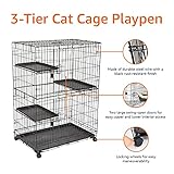 Amazon Basics Large 3-Tier Cat Durable,Pliable Cage Playpen Box Crate Kennel - 35.8"L x 22.4"W x 50.6"H, Black