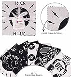 Soimoi Precut 10-inch Rock Music Prints Cotton Fabric Bundle Quilting Squares Charm Pack DIY Patchwork Sewing Craft- White & Black