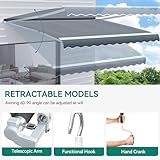 YITAHOME 12' x 10' Patio Retractable Awning, Outdoor Awning Sun Shade Shelter Cover Patio Canopy Sunsetter Awnings for Patio Deck Yard with UV Protection and Easy Crank Opening, Gray