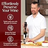 Electric Wine Preserver - Rechargeable Vacuum Wine Saver with Airtight Seal - Automatic Wine Air Remover Pump for 10 Days of Flavor & Freshness - Wine Preservation System (Black & Rose Gold)