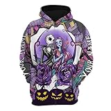 WONNEY Personalized Couples Hoodie for Her Him, Jack Pumpkin Sally Halloween 3D T-Shirt, for Wife Husband