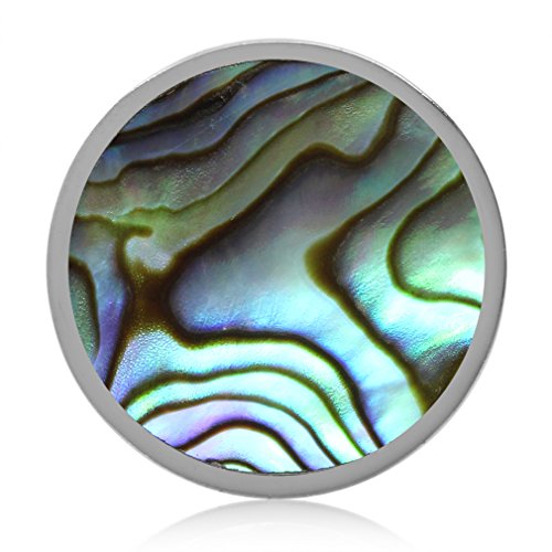 Silvershake 17mm Abalone Paua Shell 925 Sterling Silver Floating Slide Circle Modern Style Pendant