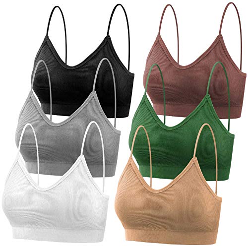 PAXCOO Bras for Women - Pack of 6, Padded Bralettes, Sports Bras, S-M