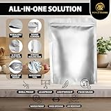 120 Mylar Bags with 150 Oxygen Absorbers-168 Labels & Stand-Up Reusable Bags- 4 Sizes Airtight Smell Proof Bags - Resealable Bags with 15 Clips-11 MIL Food Storage Bags-Large Mylar Bags