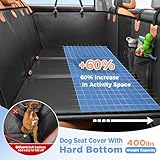 MYJAQI Back Seat Extender for Dogs, Hard Bottom Dog Car Seat Cover for Truck Back Seat, Dog Hammock for Car, Upgraded PU Leather Material, Larger Space, Holds 400lbs