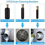 Drain Bladder Unclogs Main Sewer Line,Water-Powered Drain Cleaning Bladder Fits 1 to 6 Inch Drain Pipe Unclogs Stubborn Blockages for Bathroom Sink,Swimming Pool Drain,Basement,Bathtub,Shower