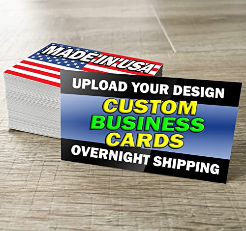 Premium Custom Business Cards - 100% MADE IN USA - Single/Double Sided - Full Color Printing - Premium 16pt Card Stock - Upload Your Own Design - 70 to 2000 cards - GLOSSY protective coating