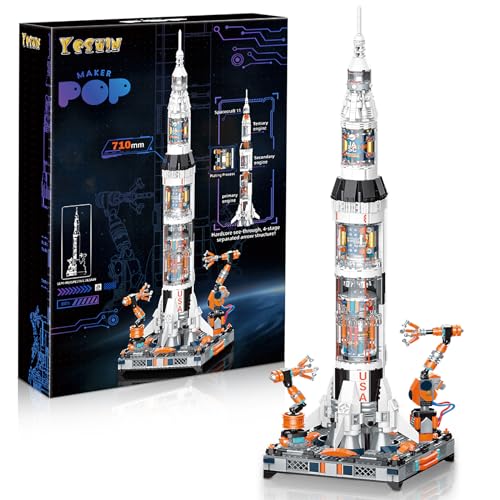 YESHIN Space Rocket Building Blocks Kits, DIY Creative Collectible Display Rocket Model Building Sets, Gift Toy for Kids Age 8+ /Adult Collections Enthusiasts (1571+Pieces)