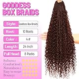 Goddess Boho Box Braids Crochet Hair-8 Packs 24 Inch Crochet Box Braids for Black Women Pre Looped ((#4, 24 Inch (Pack of 8))