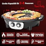 Food Party Hot Pot with Grill 2 in 1 Electric Smokeless Grill and Hotpot Pot Combo Korean BBQ Grill 110V 1700W